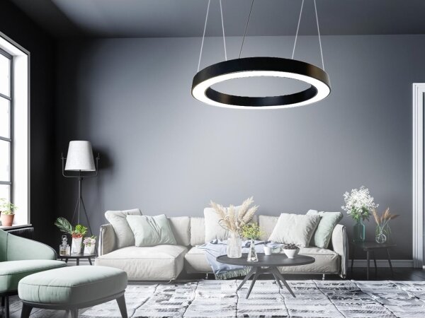 LED Lustr na lanku LED/50W/230V 4000K pr. 100 cm černá