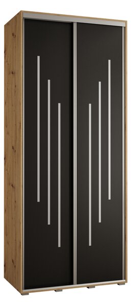 Šatní skříň ASIRI 8 - 110/60 cm, dub artisan / černá / stříbrná