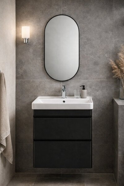 Zrcadlo Lavedo Simple Oval Black 50×80 / 60×90 – černý hliníkový rám | Lavedo by Aplomo Rozměr: 50cm