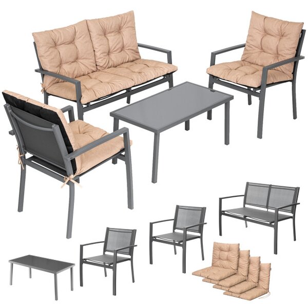 Set zahradního nábytku PLATINUM šedý / béžový