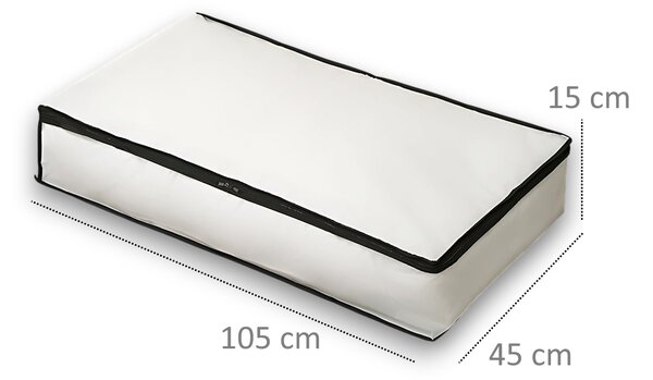 Arte Regal Textilní úložný box na uschování oblečení a ložního prádla, WHITE KIPIT, 105x45x15, bílý