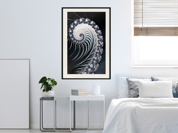 Plakát Virus - abstraktní vlnkovitý vzor s řasami vytvářející vír na černém pozadí