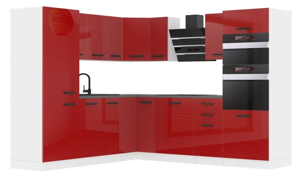 Kuchyňská linka PBelini remium Full Version 480 cm červený lesk s pracovní deskou STACY