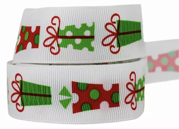 Bavlissimo Stuha vánoční 2,7cm x 3m pro balení dárků barva a vzor: Zelená světlá