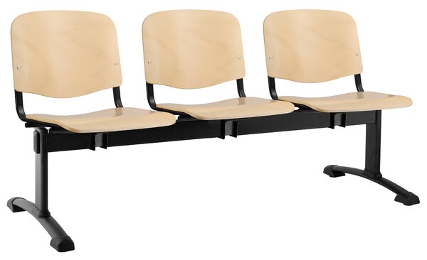 Dřevěná lavice ISO, 3-sedák - černé nohy, buk