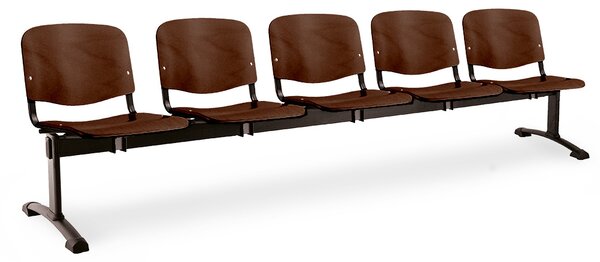 Dřevěná lavice ISO, 5-sedák - černé nohy, ořech