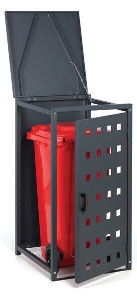Přístřešek na popelnici do objemu 120 l, 114 x 57 x 62,3 cm, přístavný, šedá