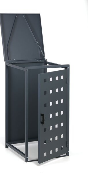 Přístřešek na popelnici do objemu 120 l, 114 x 57 x 62,3 cm, přístavný, šedá