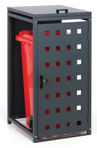 Přístřešek na popelnici do objemu 120 l, 114 x 57 x 62,3 cm, přístavný, šedá