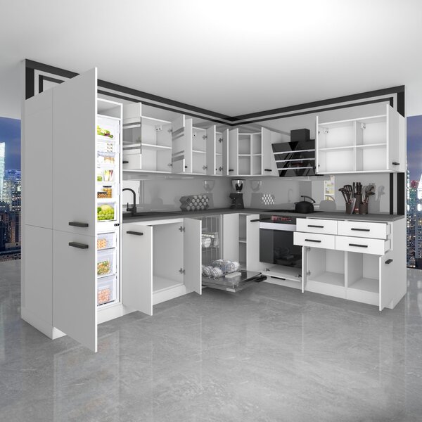 Kuchyňská linka Belini Premium Full Version 520 cm červený lesk s pracovní deskou JULIE
