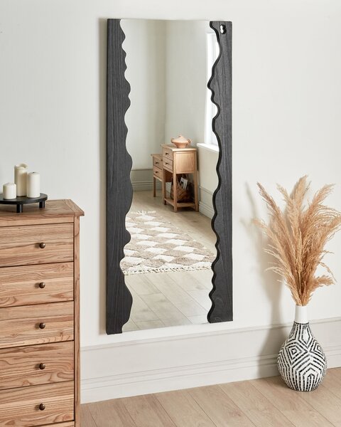 Zrcadlo SAULLCET 75 cm 175 cm Paulownia dřevo Černá
