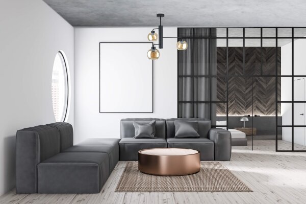 Lustr na tyči FLEX 3xE27/60W/230V černá/kouřová béžová