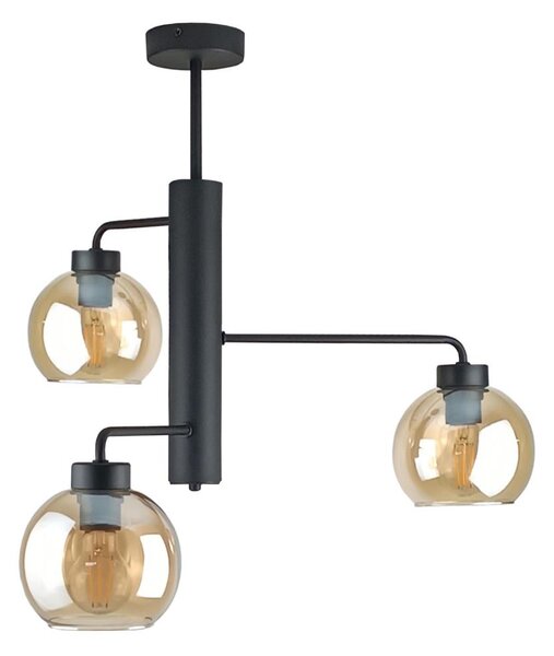 Lustr na tyči FLEX 3xE27/60W/230V černá/kouřová béžová