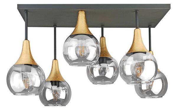 Přisazený lustr SOMA 6xE27/60W/230V černá/zlatá/čirá