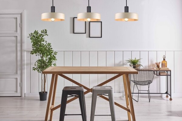 Lustr na lanku LATTE 3xE27/60W/230V béžová/černá