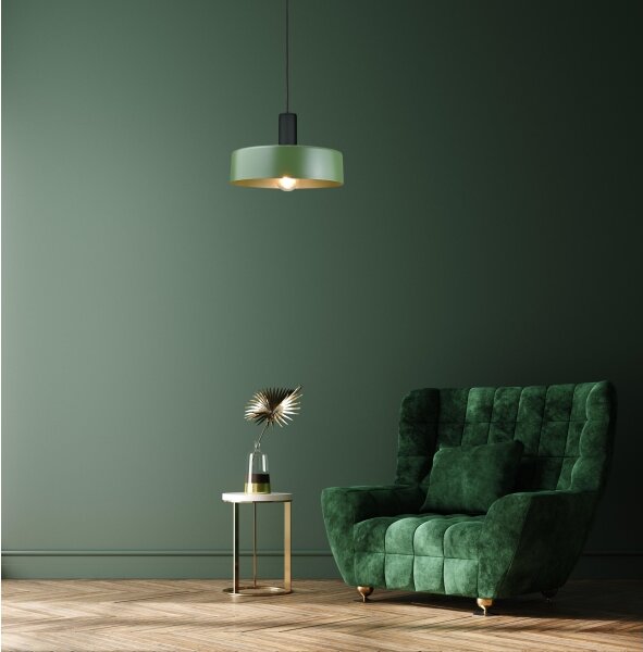 Lustr na lanku HAKI 1xE27/60W/230V zelená/černá
