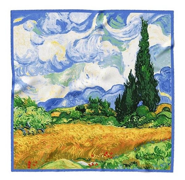 Bavlissimo Šátky 90x90 cm se známými obrazy od Vincenta Van Gogha varianta: Hvězdná noc