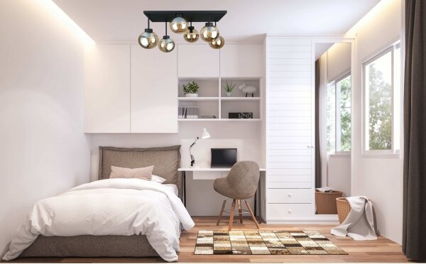 Přisazený lustr DEA 6xE14/60W/230V černá/kouřová béžová