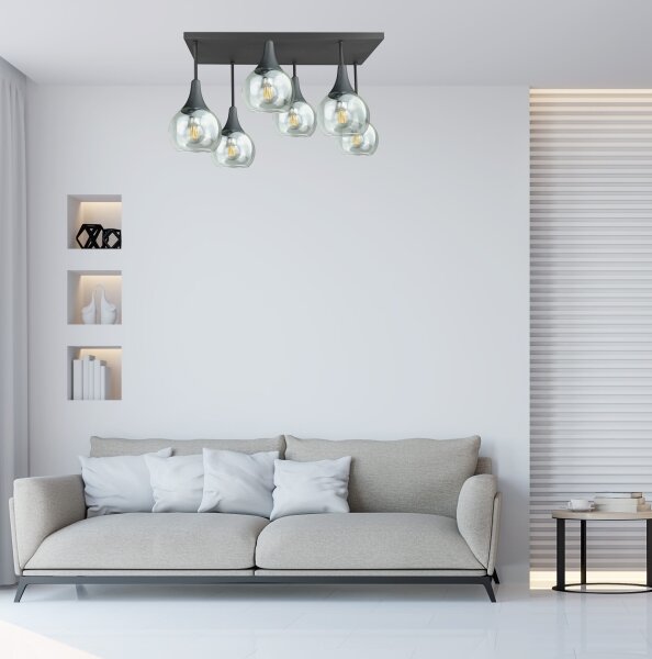 Přisazený lustr SOMA 6xE27/60W/230V černá/čirá