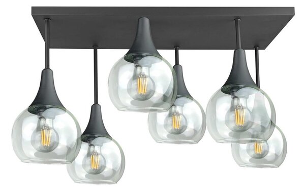 Přisazený lustr SOMA 6xE27/60W/230V černá/čirá