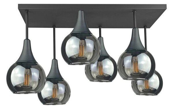 Přisazený lustr SOMA 6xE27/60W/230V černá/kouřová černá