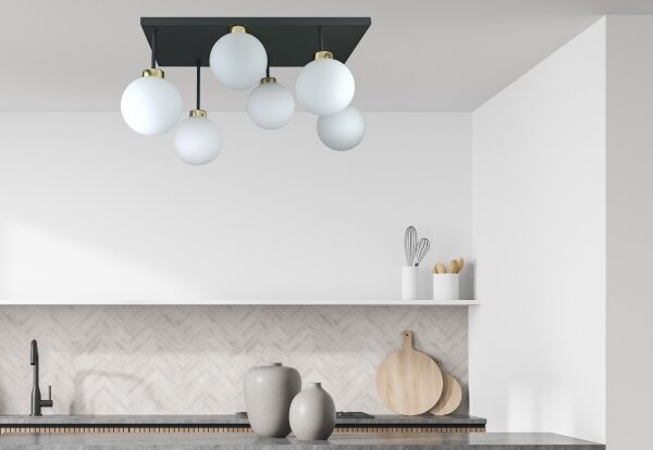 Přisazený lustr DEA 6xE14/60W/230V černá/zlatá/bílá