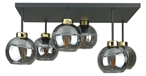 Přisazený lustr NESSA 6xE27/60W/230V černá/zlatá/kouřová černá