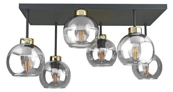 Přisazený lustr NESSA 6xE27/60W/230V černá/zlatá/čirá