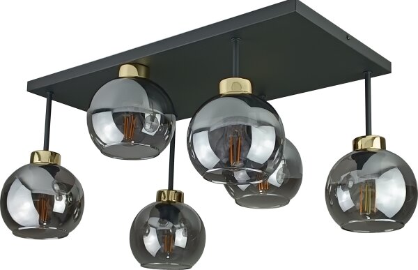 Přisazený lustr NESSA 6xE27/60W/230V černá/zlatá/kouřová černá
