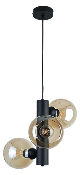 Lustr na lanku TUBE 3xE27/60W/230V černá/kouřová béžová