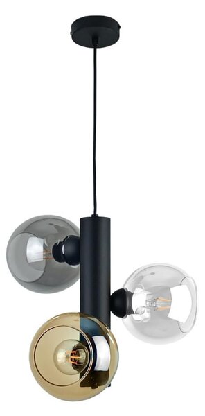 Lustr na lanku TUBE 3xE27/60W/230V černá/kouřová černá/kouřová béžová/čirá