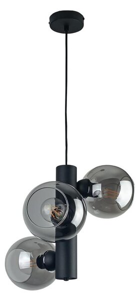 Lustr na lanku TUBE 3xE27/60W/230V černá/kouřová černá