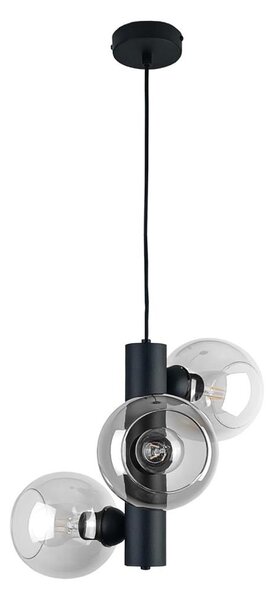 Lustr na lanku TUBE 3xE27/60W/230V černá/čirá