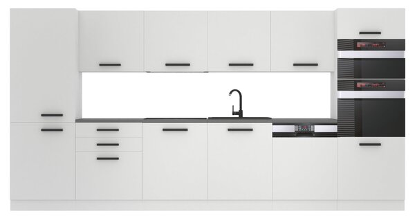 Kuchyňská linka Belini Premium Full Version 360 cm bílý mat s pracovní deskou NAOMI