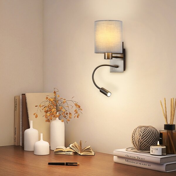 Brilagi - LED Nástěnná lampa NUBILA 1xE27/25W/230V + LED/3W matný chrom/šedá
