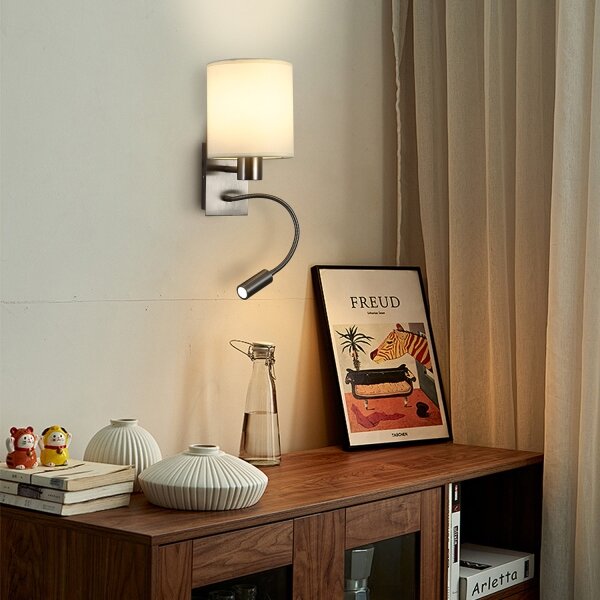 Brilagi - LEDNástěnná lampa NUBILA 1xE27/25W/230V+LED/3W matný chrom/krémová