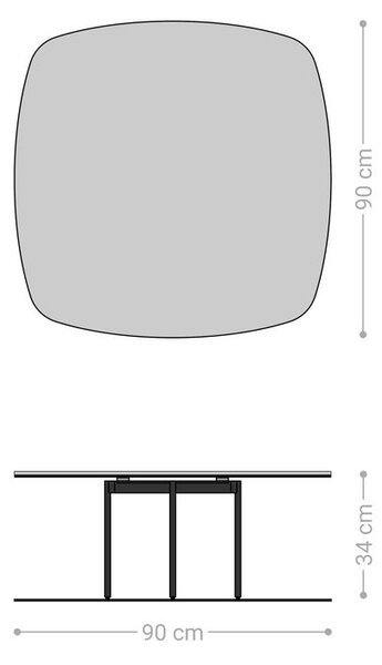 DELIFE Konferenční stolek Edge Boot 90x90 cm keramika Laminam® Noir Desir hnědá Trive kov černá