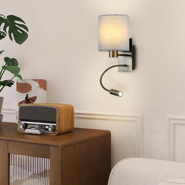 Brilagi-LED Flexibilní nástěnná lampa NUBILA 1xE27/25W/230V+LED/3W mosaz/krémová