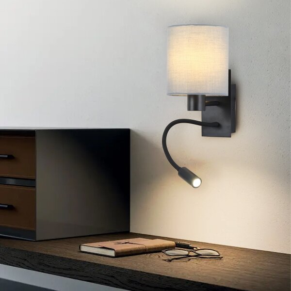 Brilagi - LED Flexibilní nástěnná lampa NUBILA 1xE27/25W/230V +LED/3W černá/šedá