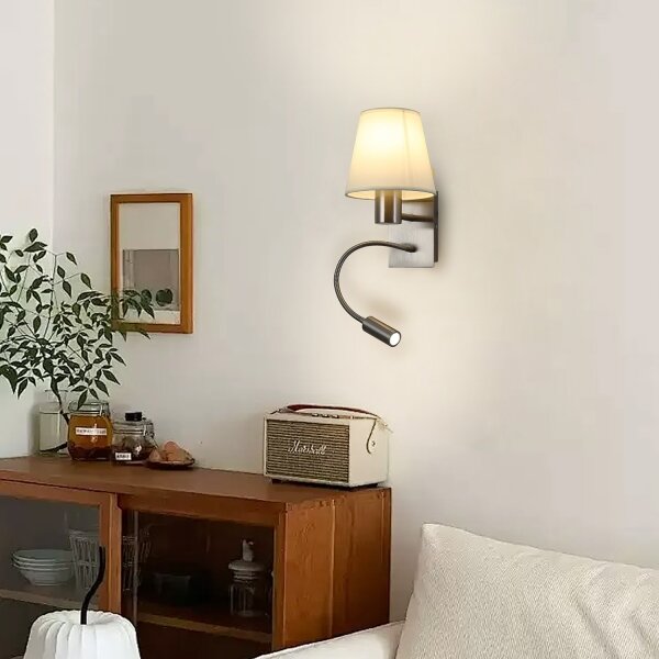 Brilagi - LED Nástěnná lampa NUBILA 1xE27/25W/230V+LED/3W matný chrom/krémová