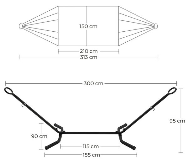 Houpací síť se stojanem šedá AZL-E1201 GREY
