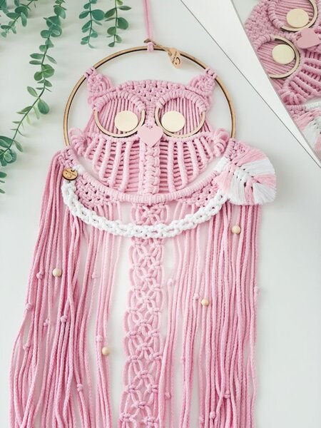 BRIMOON Sova macramé závěsná dekorace 66 x 28 cm Barva: Modrá