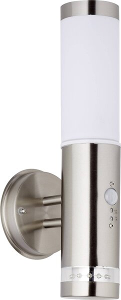 Brilliant Bole G96131/82 venkovní nástěnné osvětlení s PIR detektorem halogenová žárovka E27 60 W nerezová ocel