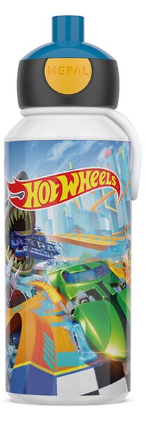 Dětská láhev na vodu s pítkem Campus, 400ml, Mepal, Hot wheels