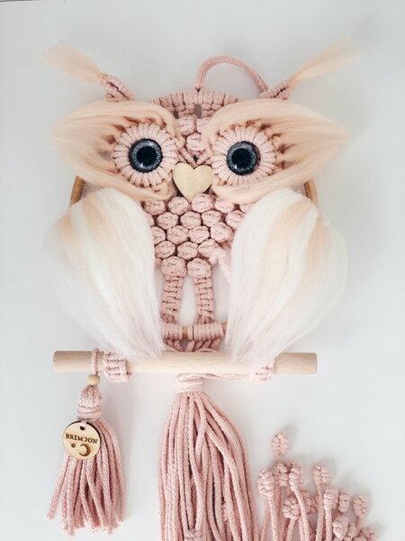 BRIMOON Sova macramé lososová Sova macramé lososová