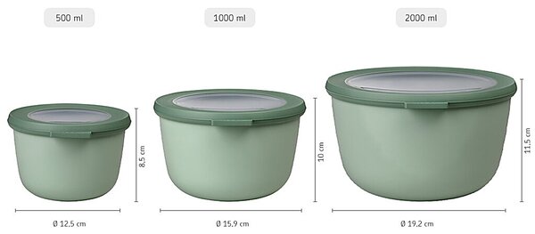 Set misek Cirqula, 500+1000+2000ml, Mepal, světle zelený