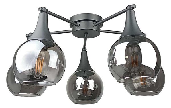 Přisazený lustr STAR 5xE27/60W/230V černá/kouřová černá
