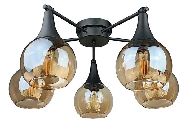 Přisazený lustr STAR 5xE27/60W/230V černá/kouřová béžová
