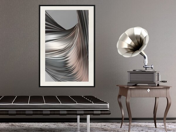 Plakát Před bouří - abstraktní kompozice šedých vln na jednotném pozadí
