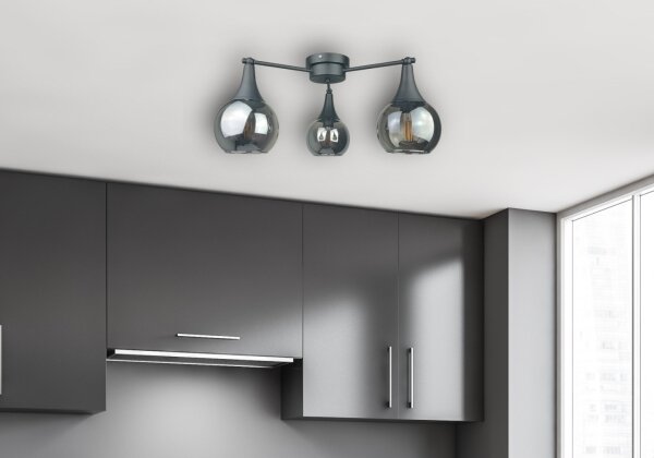 Přisazený lustr STAR 3xE27/60W/230V černá/kouřová černá